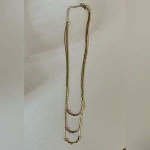 3-layer Gold Necklace with Rose Gold, Silver, and Gold Bead Accents